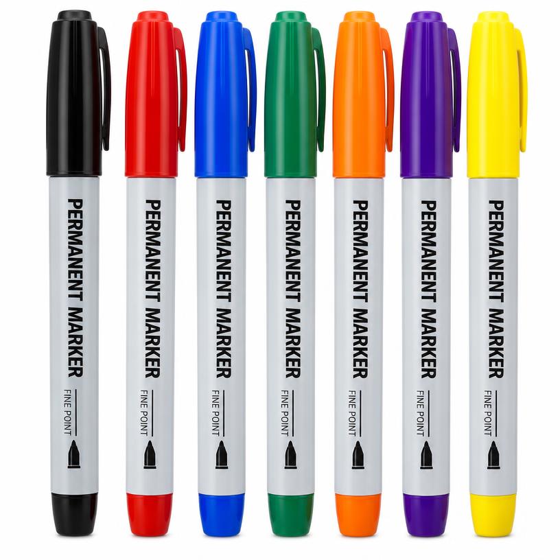 Marcador Permanente Ponta Fina Kit 7 Cores