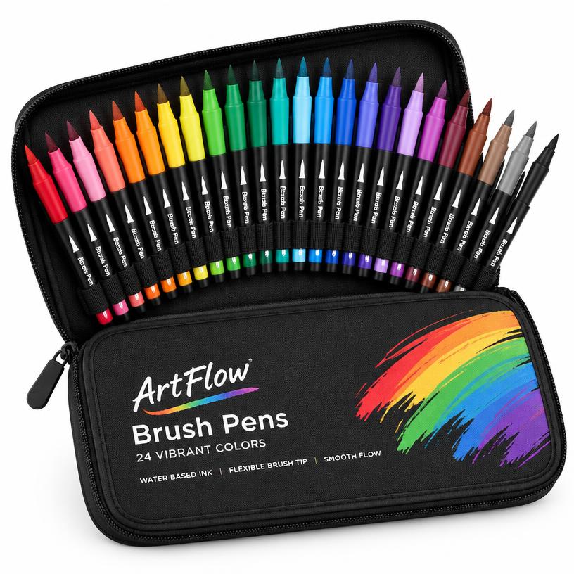 Kit Brush Pen 24 Cores com Estojo